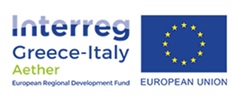 Logo of the Interreg Greece-Italy Aether program, funded by the European Regional Development Fund