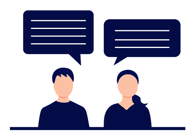 Random image showing two people chatting